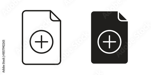 Add document icons. Outline and filled icons. Vector Graphic. EPS 10