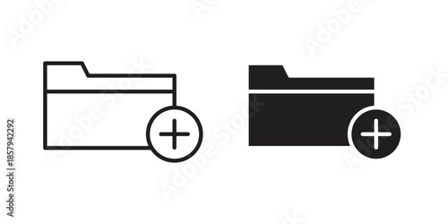 Add folder icons. Outline and filled icons. Vector Graphic. EPS 10