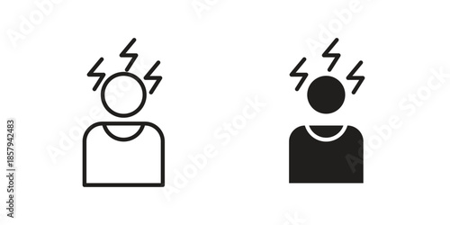 Anxiety or stress icons. Outline and filled icons. Vector Graphic. EPS 10