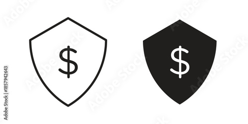 assets protection icons. Outline and filled icons. Vector Graphic. EPS 10