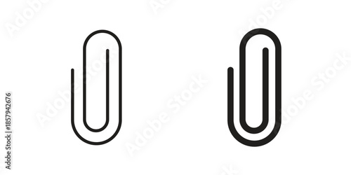 Attachment clip icons. Outline and filled icons. Vector Graphic. EPS 10