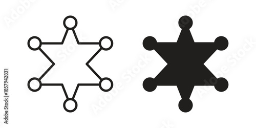 Badge Sheriff icons. Outline and filled icons. Vector Graphic. EPS 10