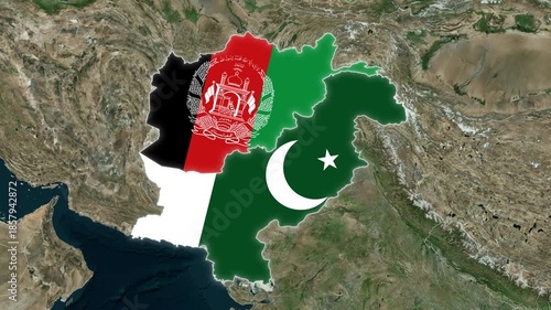 Afghanistan And Pakistan Map Animation Zoom In