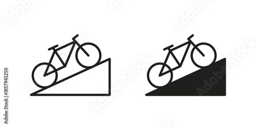 Biking mountain icons. Outline and filled icons. Vector Graphic. EPS 10