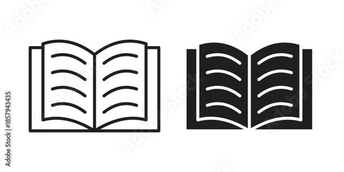 Book icons. Outline and filled icons. Vector Graphic. EPS 10