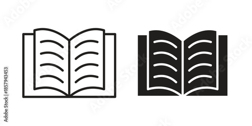 Book open icons. Outline and filled icons. Vector Graphic. EPS 10