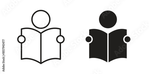 Book open reader icons. Outline and filled icons. Vector Graphic. EPS 10