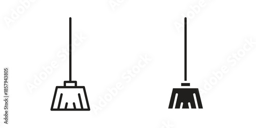 Broom icons. Outline and filled icons. Vector Graphic. EPS 10