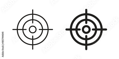 Bullseye pointer icons. Outline and filled icons. Vector Graphic. EPS 10