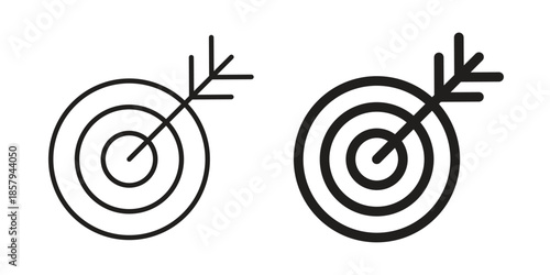 Bullseye icons. Outline and filled icons. Vector Graphic. EPS 10