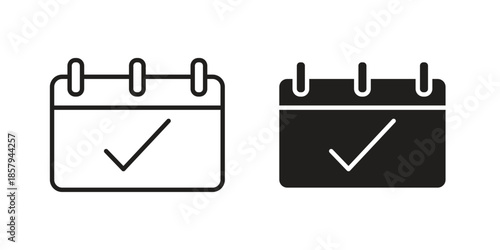 Calendar check icons. Outline and filled icons. Vector Graphic. EPS 10