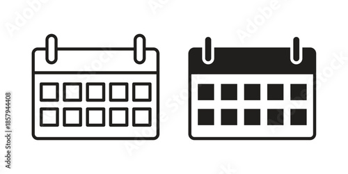 Calendar icons. Outline and filled icons. Vector Graphic. EPS 10