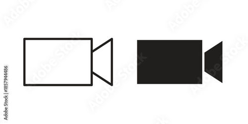 Camcorder icons. Outline and filled icons. Vector Graphic. EPS 10