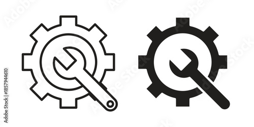 Car mechanic icons. Outline and filled icons. Vector Graphic. EPS 10