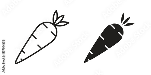 Carrot icons. Outline and filled icons. Vector Graphic. EPS 10