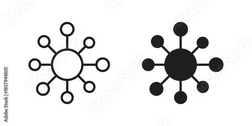 Chart connected icons. Outline and filled icons. Vector Graphic. EPS 10