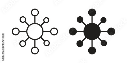 Chart network icons. Outline and filled icons. Vector Graphic. EPS 10