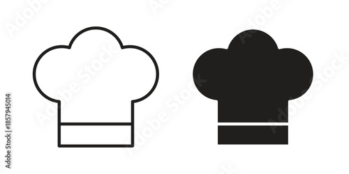 Chef hat icons. Outline and filled icons. Vector Graphic. EPS 10