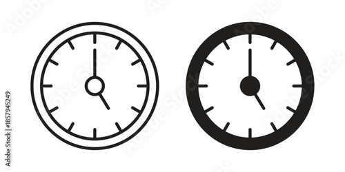 Clock-five icons. Outline and filled icons. Vector Graphic. EPS 10