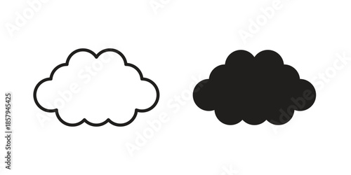 Clouds icons. Outline and filled icons. Vector Graphic. EPS 10