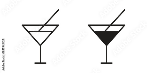 Cocktail icons. Outline and filled icons. Vector Graphic. EPS 10