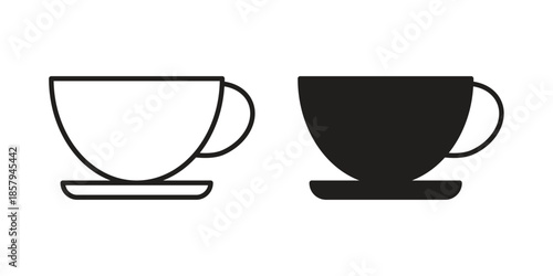 Coffee icons. Outline and filled icons. Vector Graphic. EPS 10