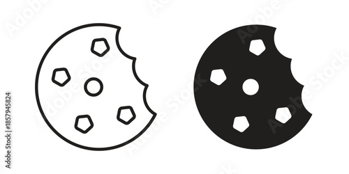 Cookie icons. Outline and filled icons. Vector Graphic. EPS 10