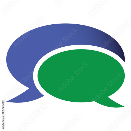 Blue and Green Chat Bubbles Vector Icon Isolated on White Background for Communication and Social Media Design