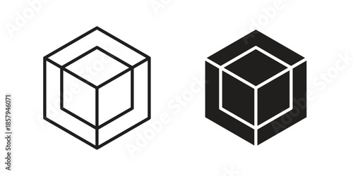 Cube icons. Outline and filled icons. Vector Graphic. EPS 10