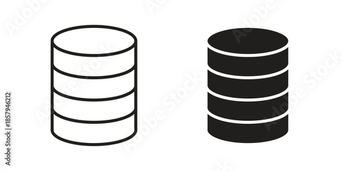 Database icons. Outline and filled icons. Vector Graphic. EPS 10