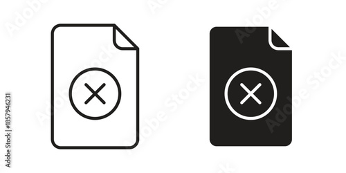 Delete Document icons. Outline and filled icons. Vector Graphic. EPS 10