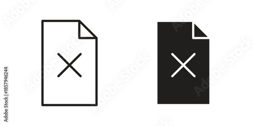 Delete Document icons. Outline and filled icons. Vector Graphic. EPS 10