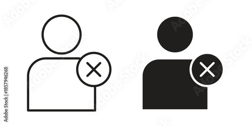 Delete user icons. Outline and filled icons. Vector Graphic. EPS 10