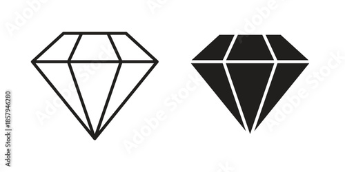 Diamond icons. Outline and filled icons. Vector Graphic. EPS 10