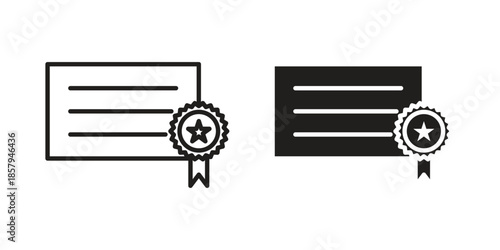Diploma icons. Outline and filled icons. Vector Graphic. EPS 10