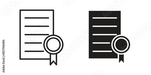 Diploma icons. Outline and filled icons. Vector Graphic. EPS 10