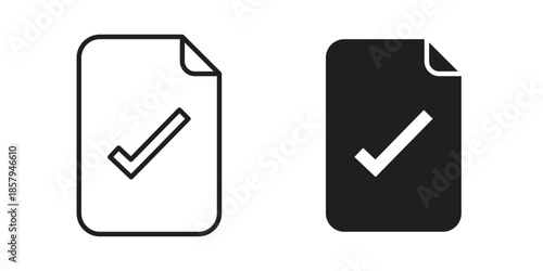 Document accept icons. Outline and filled icons. Vector Graphic. EPS 10