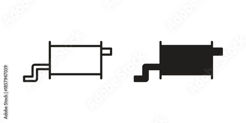 Exhaust pipe icons. Outline and filled icons. Vector Graphic. EPS 10