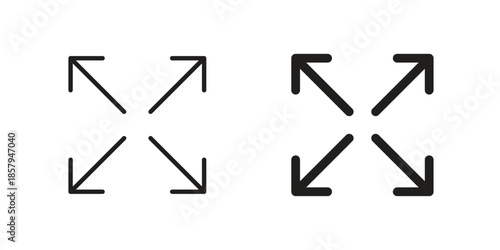 Expand arrows icons. Outline and filled icons. Vector Graphic. EPS 10