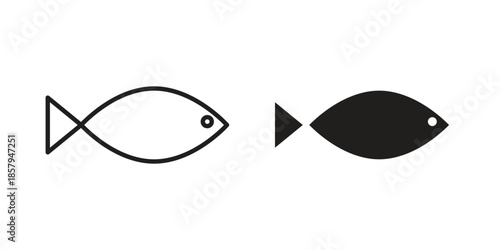 Fish icons. Outline and filled icons. Vector Graphic. EPS 10