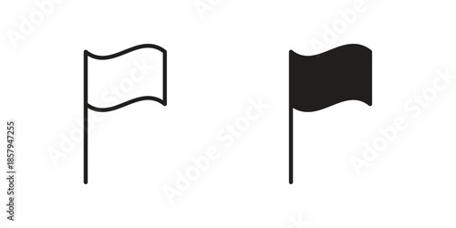 Flag icons. Outline and filled icons. Vector Graphic. EPS 10