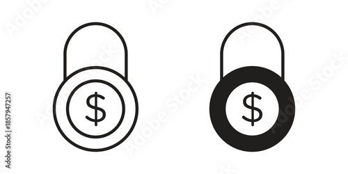 Fixed price icons. Outline and filled icons. Vector Graphic. EPS 10