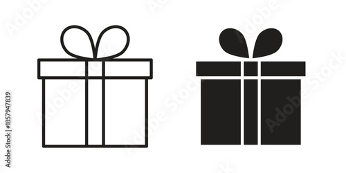 Gift icons. Outline and filled icons. Vector Graphic. EPS 10