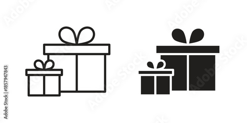 Gifts icons. Outline and filled icons. Vector Graphic. EPS 10