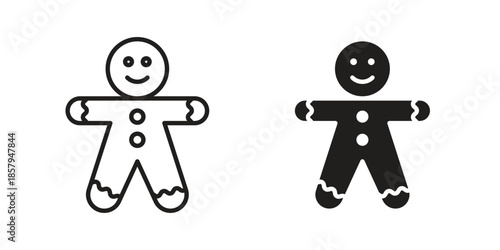 Gingerbread man icons. Outline and filled icons. Vector Graphic. EPS 10