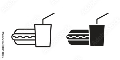 Hamburger soda icons. Outline and filled icons. Vector Graphic. EPS 10