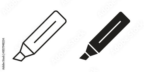 Highlighter icons. Outline and filled icons. Vector Graphic. EPS 10