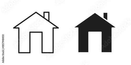 House icons. Outline and filled icons. Vector Graphic. EPS 10