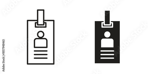 ID badge icons. Outline and filled icons. Vector Graphic. EPS 10