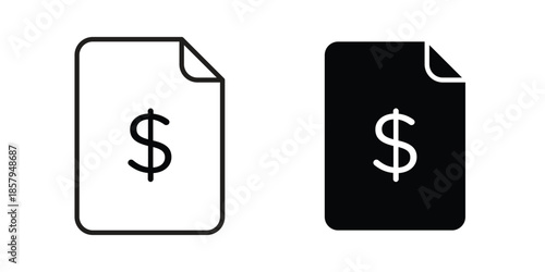 Invoice icons. Outline and filled icons. Vector Graphic. EPS 10